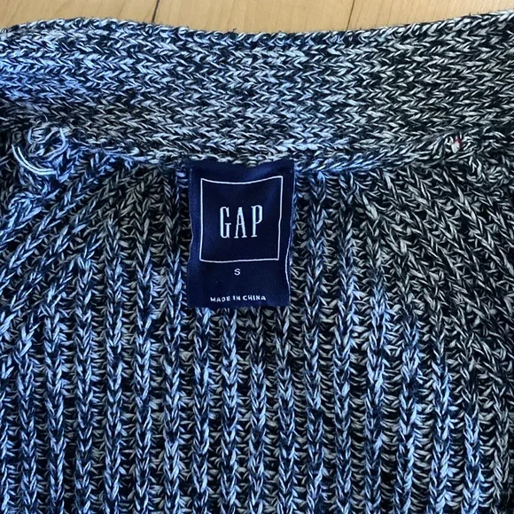 Gap Medium Weight Oversized Gray Black and White Cotton Sweater Coat sz Small - Picture 2 of 4